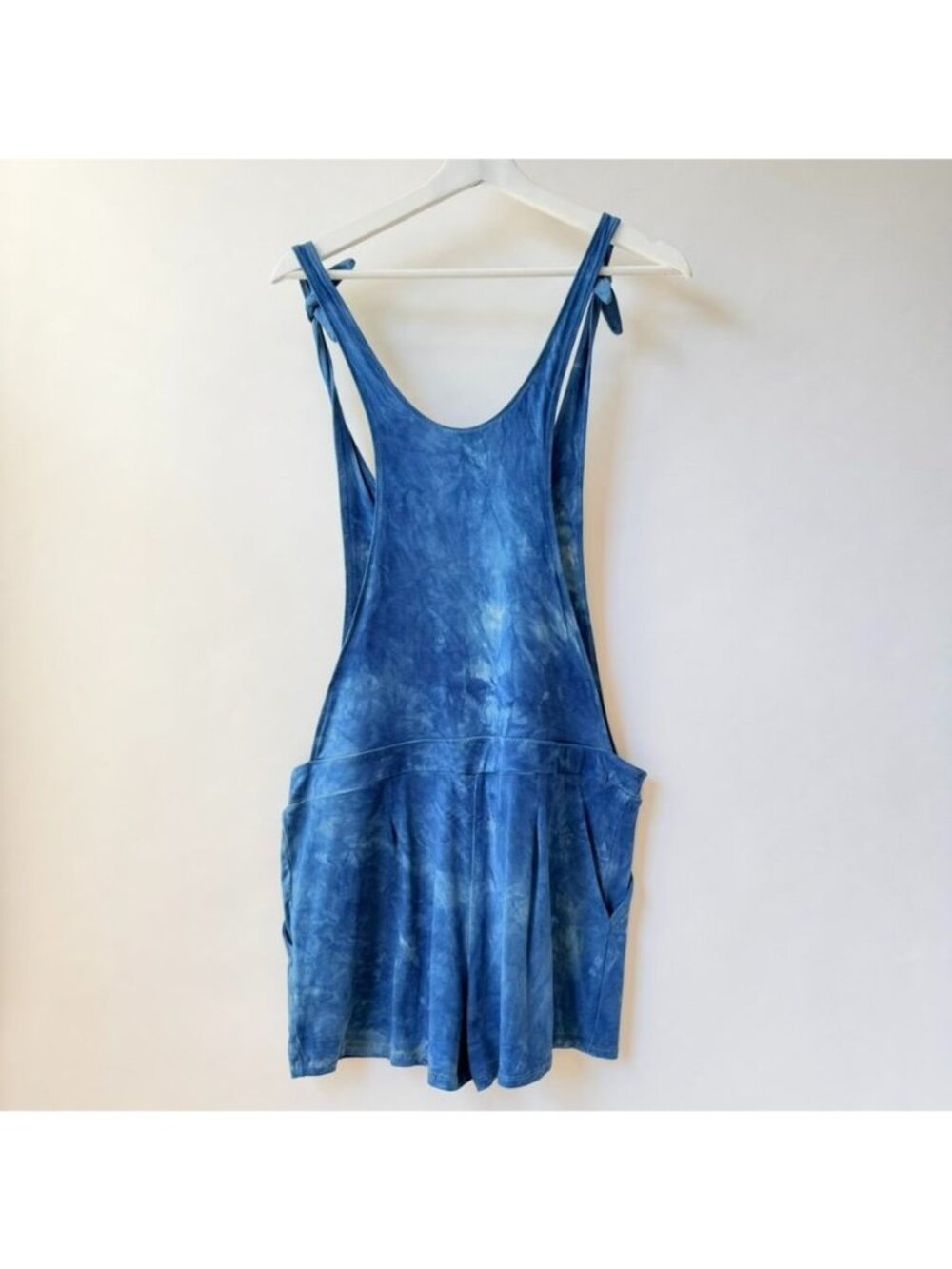 Purusha People Shortalls Women's Size M Blue Tie Dye Romper O64 - Picture 2 of 9